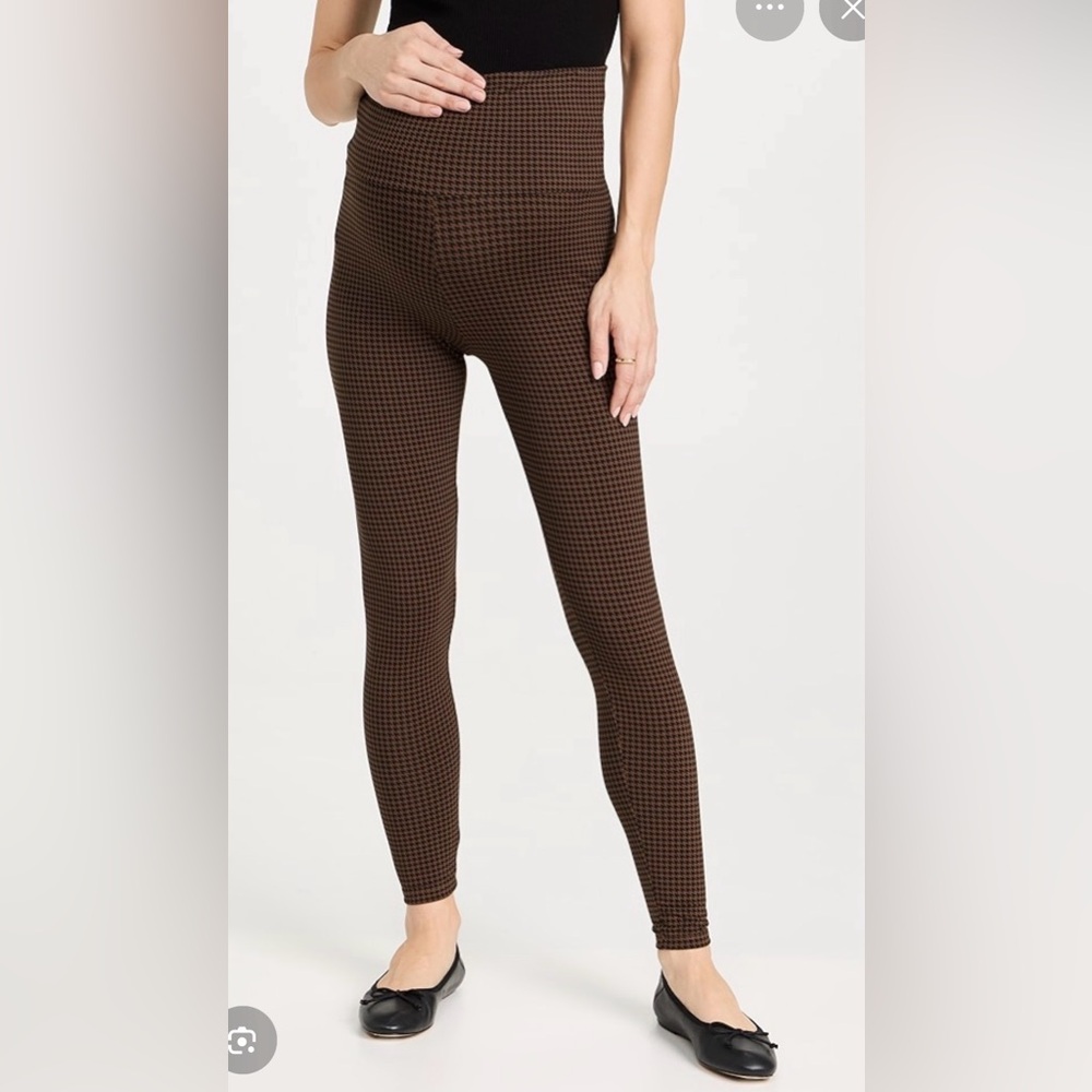 Hatch Maternity Before, During & After leggings in chestnut houndstooth Small